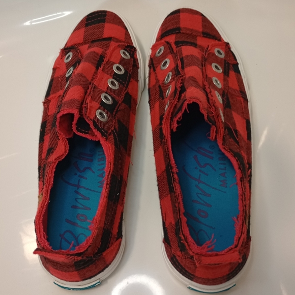 Blowfish Malibu Women's Size 9 Slip On Sneakers Plaid Black & Red Lacel… - Picture 7 of 10